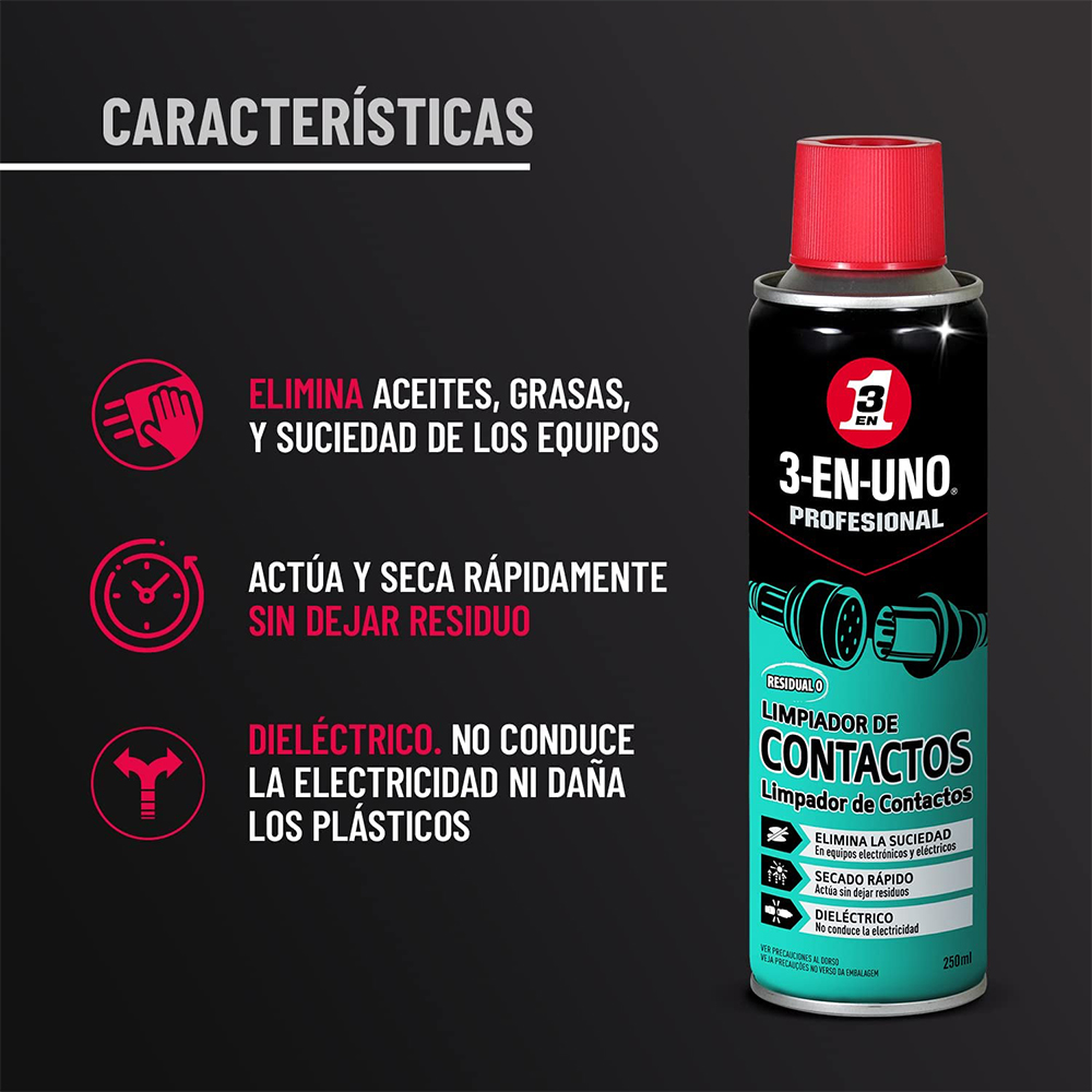 Limpia contactos dieléctrico 3 en uno PRO, 250 ml