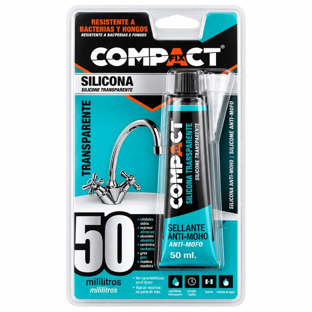 Silicona Transparente Compact Fix Antimoho – 50 ml